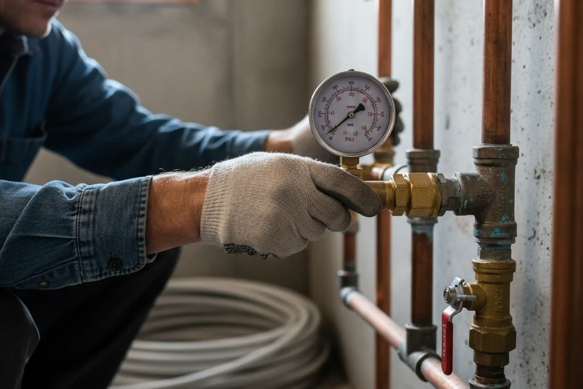 Pressure testing a repaired line during Water Line Repair in Adah